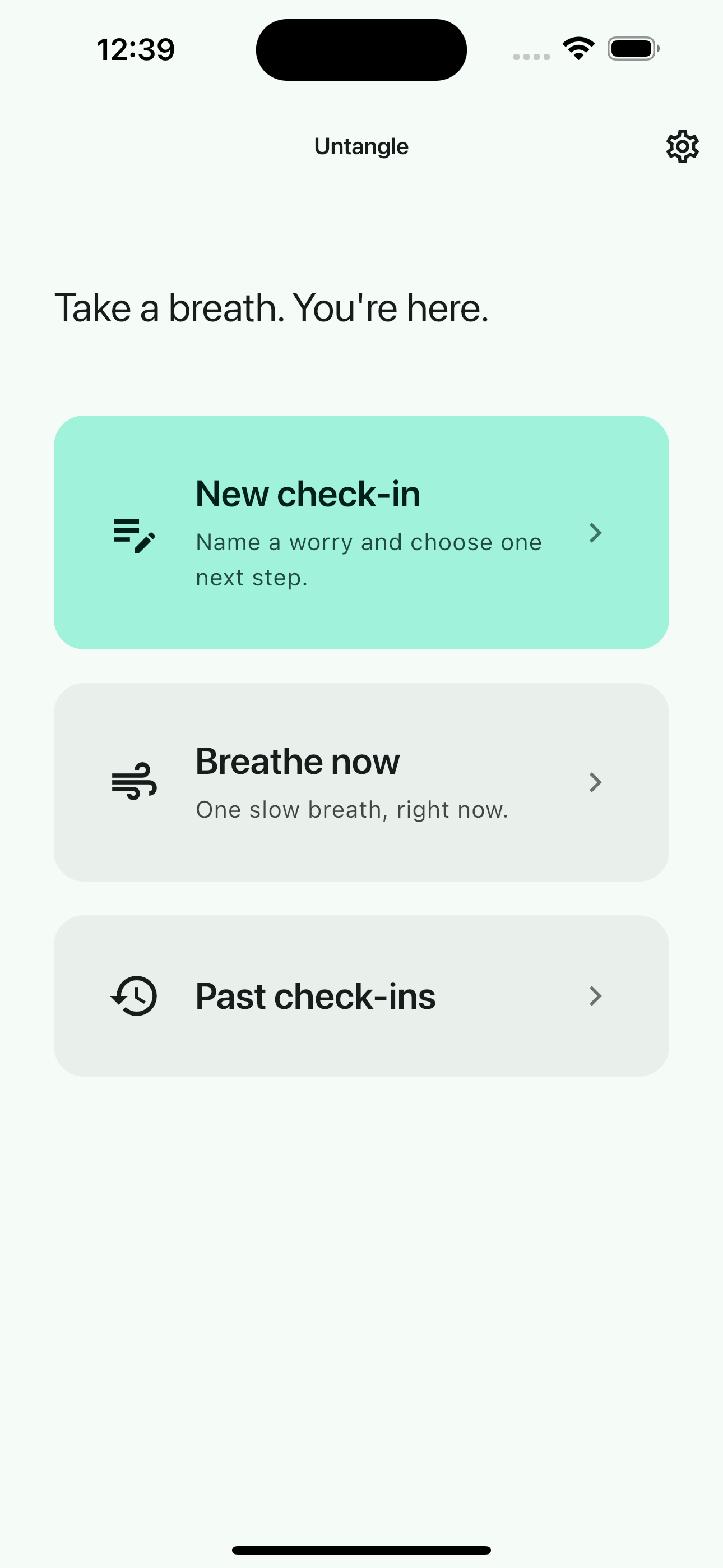 Untangle home screen